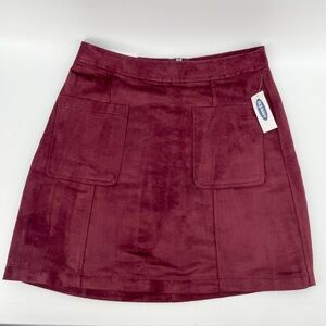 NEW Old Navy A-Line Skirt Burgundy Faux Suede 0